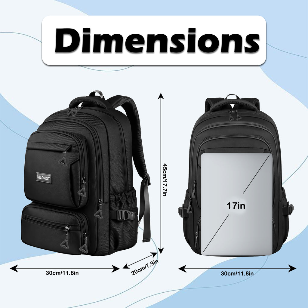 TONGJM School Backpack, Large Capacity Bookbag for 15.6inch Laptop, Water Resistant Bookbag for School Travel Work, Casual Daypack for Men Women Teens