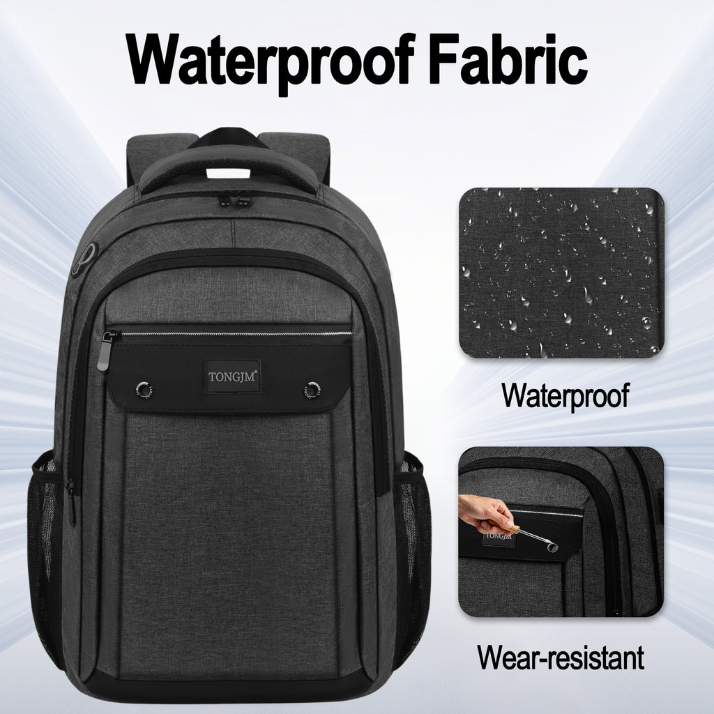 TONGJM Laptop Backpack with USB Charging Port ,Water Resistant Business Travel Bag for Work, School & Daily Commute, Fits 15.6" Laptop