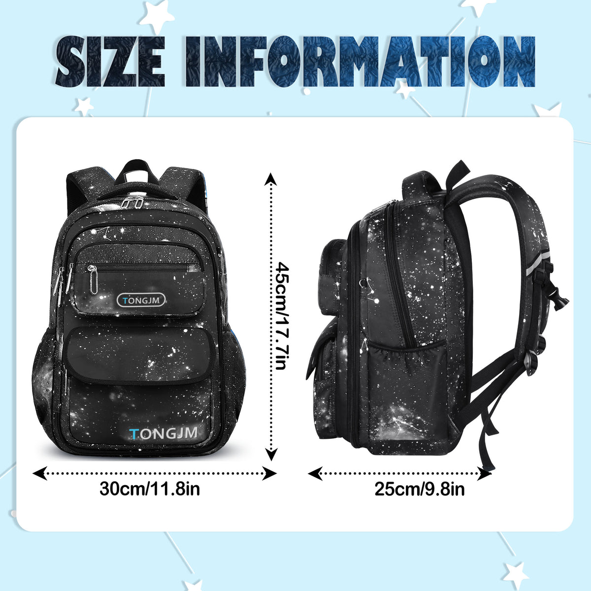 TONGJM School Backpack for Boys Teens Galaxy Starry, Waterproof Lightweight Laptop Bookbag, Ergonomic Daypack for Middle High School, Travel