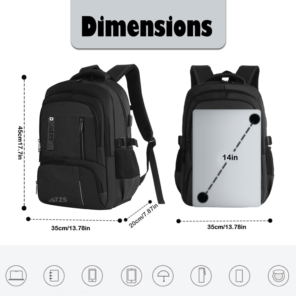 TONGJM Business Laptop Backpack for Men,15.6inch Water Resistiant Travel Backpack with Usb Charging Port,Casual Daypack for Work/College