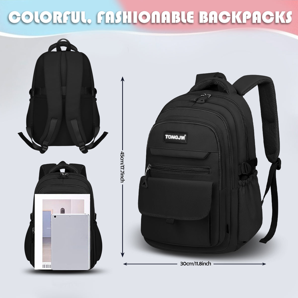 TONGJM School Backpack,Laptop Backpack, Durable Multi-Pocket Daypack for College High School, Office, &Travel
