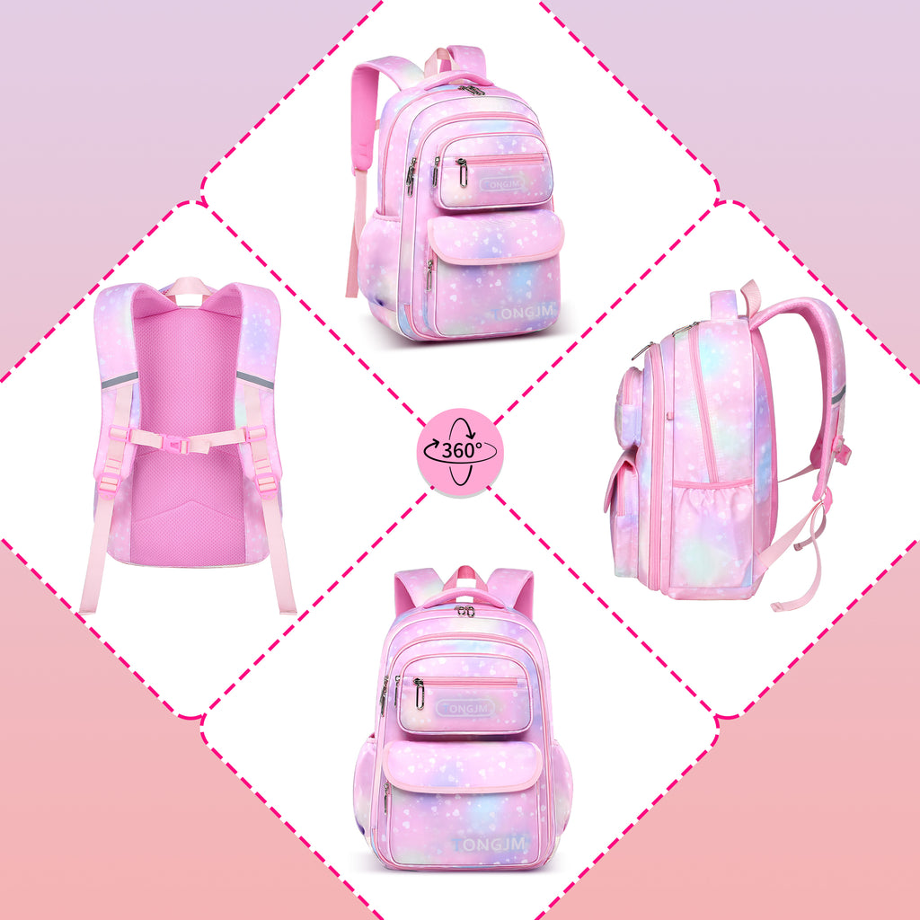 TONGJM School Backpack for Teens Grils, Cute Lightweigt Students Bookbag for Elementary Primary Middle School