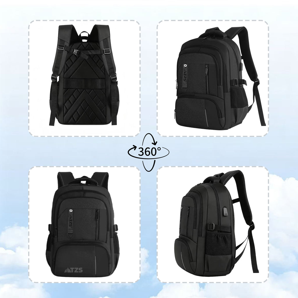 TONGJM Business Laptop Backpack for Men,15.6inch Water Resistiant Travel Backpack with Usb Charging Port,Casual Daypack for Work/College
