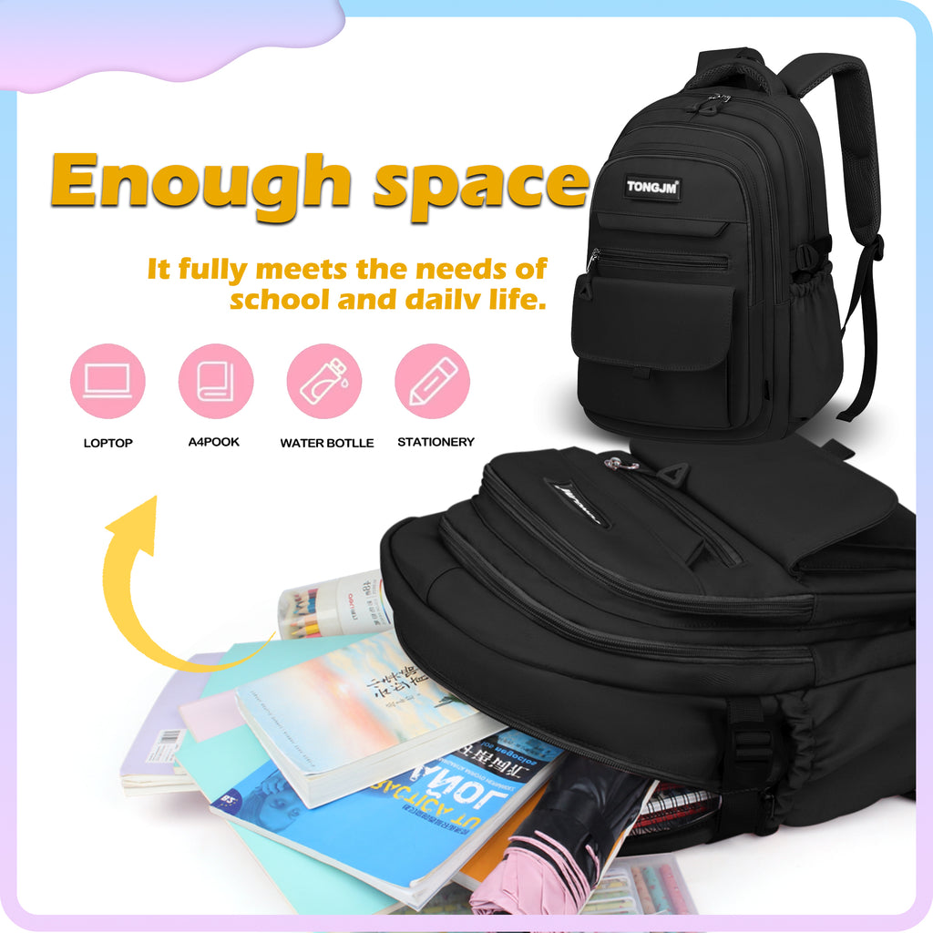 TONGJM School Backpack,Laptop Backpack, Durable Multi-Pocket Daypack for College High School, Office, &Travel