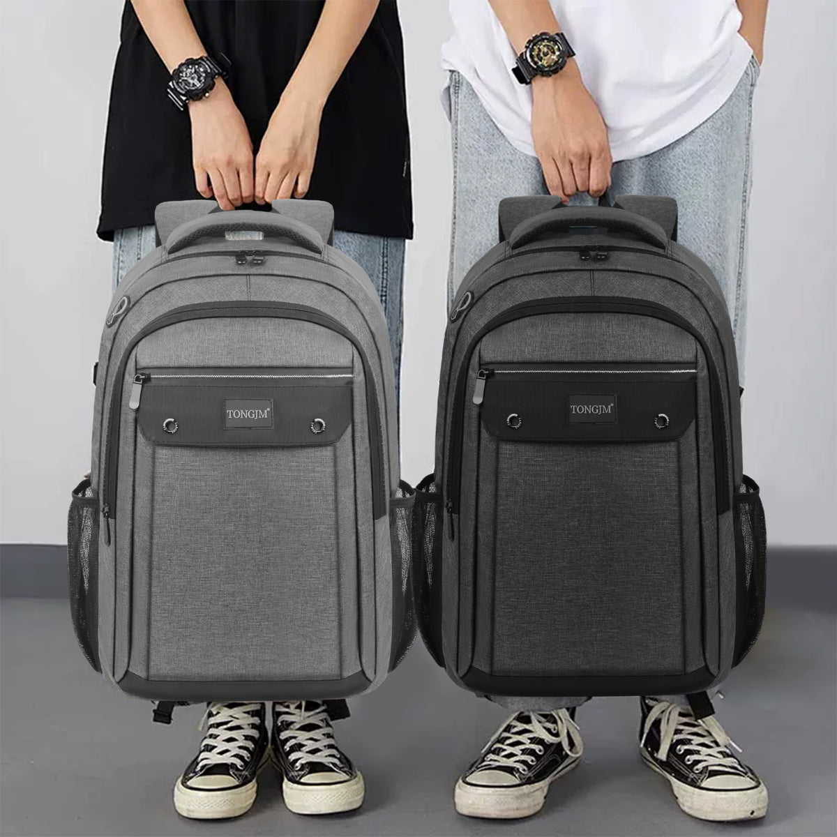 TONGJM Laptop Backpack with USB Charging Port ,Water Resistant Business Travel Bag for Work, School & Daily Commute, Fits 15.6" Laptop