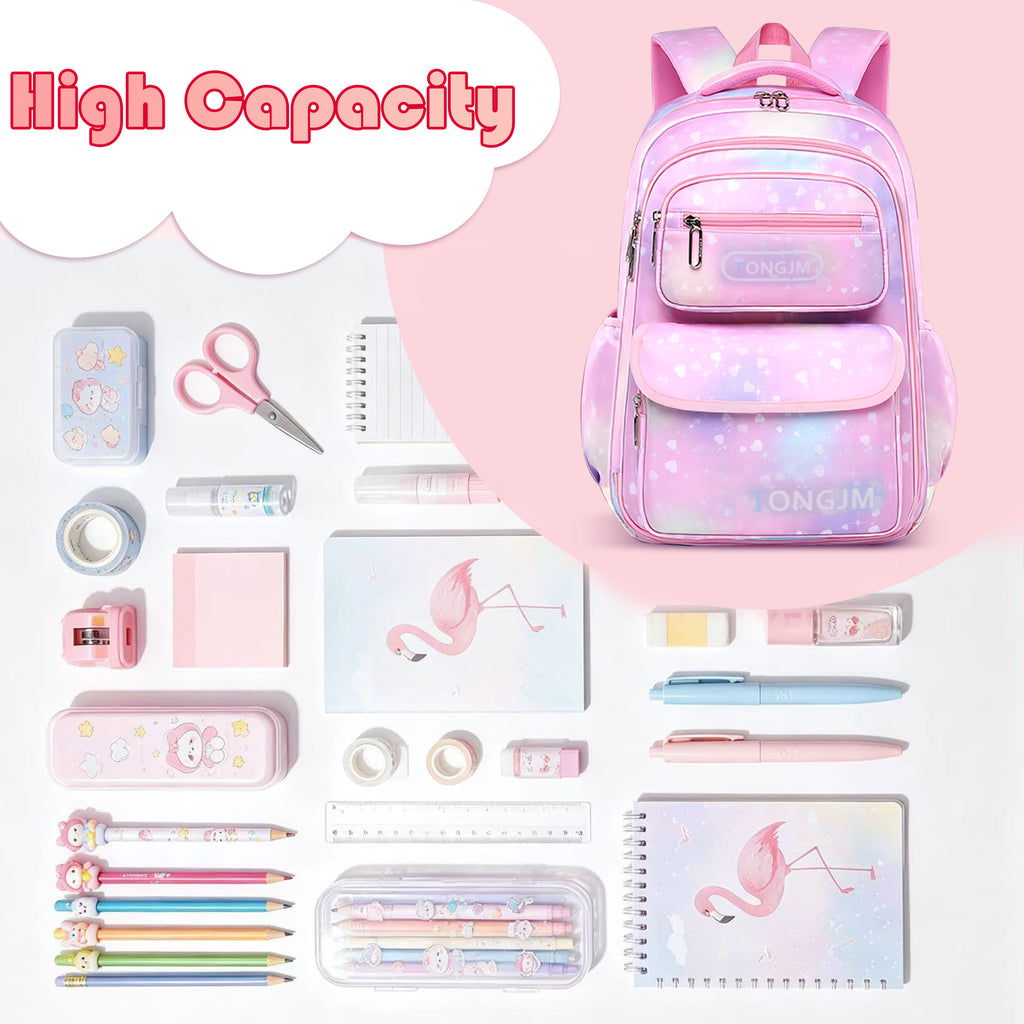 TONGJM School Backpack for Teens Grils, Cute Lightweigt Students Bookbag for Elementary Primary Middle School