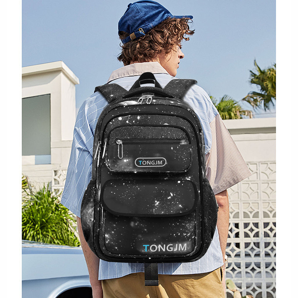 TONGJM School Backpack for Boys Teens Galaxy Starry, Waterproof Lightweight Laptop Bookbag, Ergonomic Daypack for Middle High School, Travel