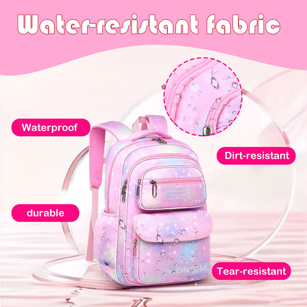 TONGJM School Backpack for Teens Grils, Cute Lightweigt Students Bookbag for Elementary Primary Middle School