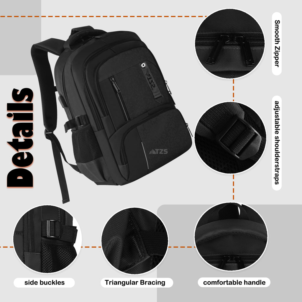 TONGJM Business Laptop Backpack for Men,15.6inch Water Resistiant Travel Backpack with Usb Charging Port,Casual Daypack for Work/College