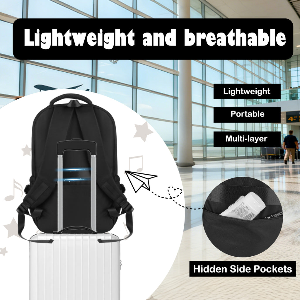 TONGJM School Backpack, Large Capacity Bookbag for 15.6inch Laptop, Water Resistant Bookbag for School Travel Work, Casual Daypack for Men Women Teens