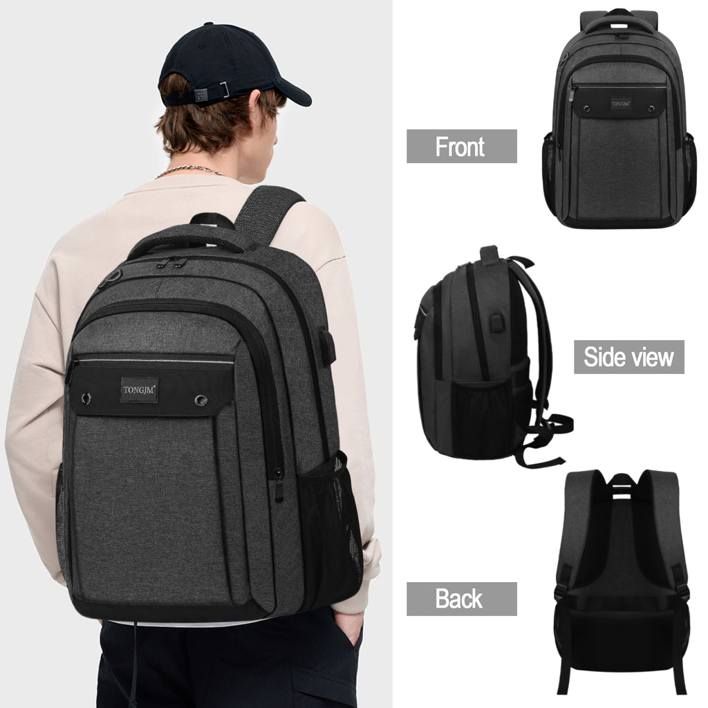TONGJM Laptop Backpack with USB Charging Port ,Water Resistant Business Travel Bag for Work, School & Daily Commute, Fits 15.6" Laptop