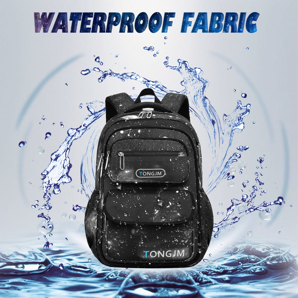 TONGJM School Backpack for Boys Teens Galaxy Starry, Waterproof Lightweight Laptop Bookbag, Ergonomic Daypack for Middle High School, Travel