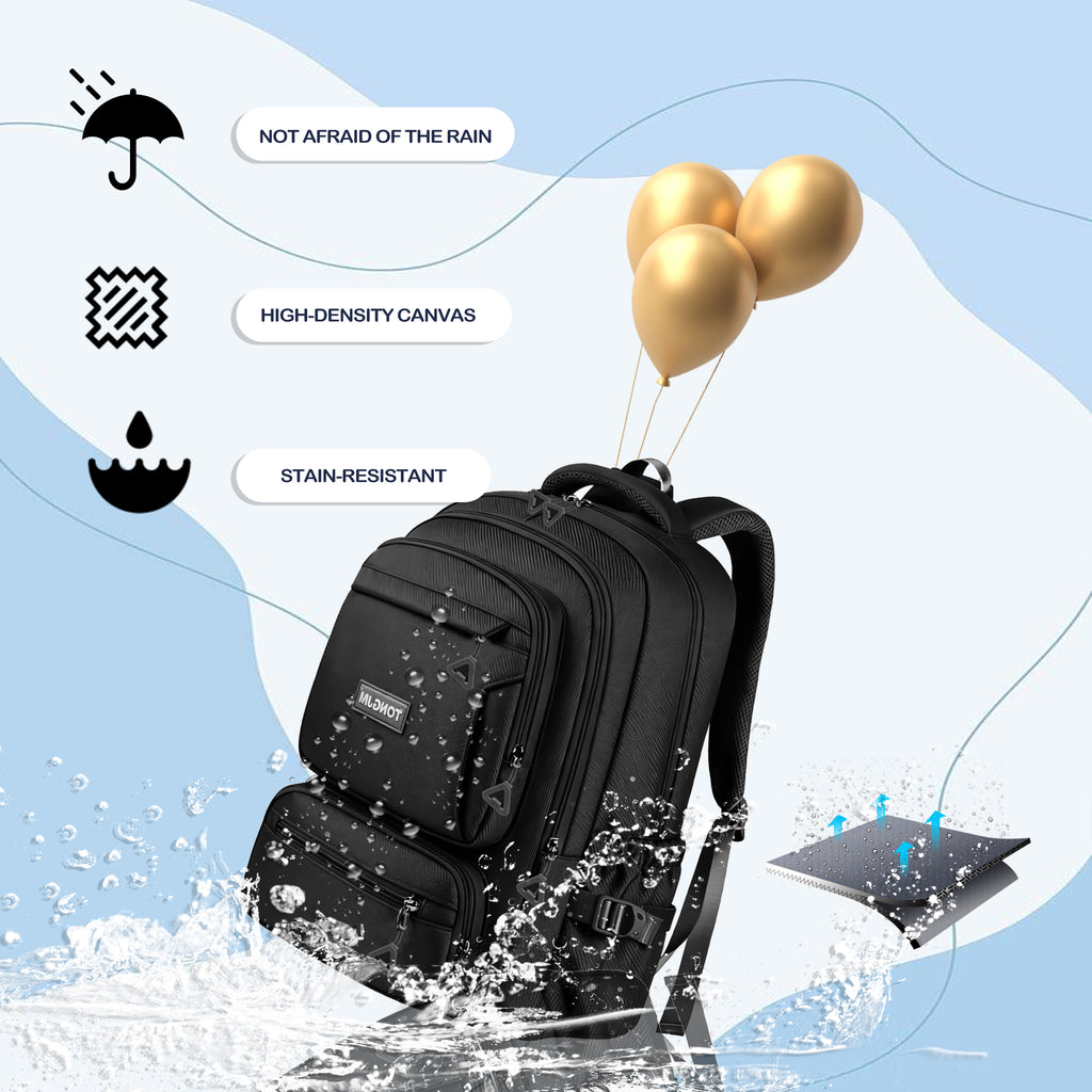 TONGJM School Backpack, Large Capacity Bookbag for 15.6inch Laptop, Water Resistant Bookbag for School Travel Work, Casual Daypack for Men Women Teens