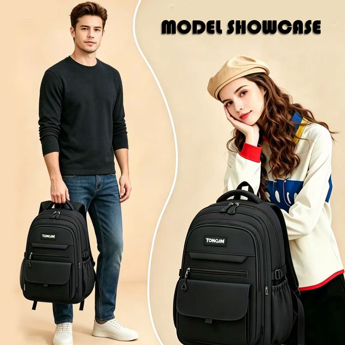 TONGJM School Backpack,Laptop Backpack, Durable Multi-Pocket Daypack for College High School, Office, &Travel