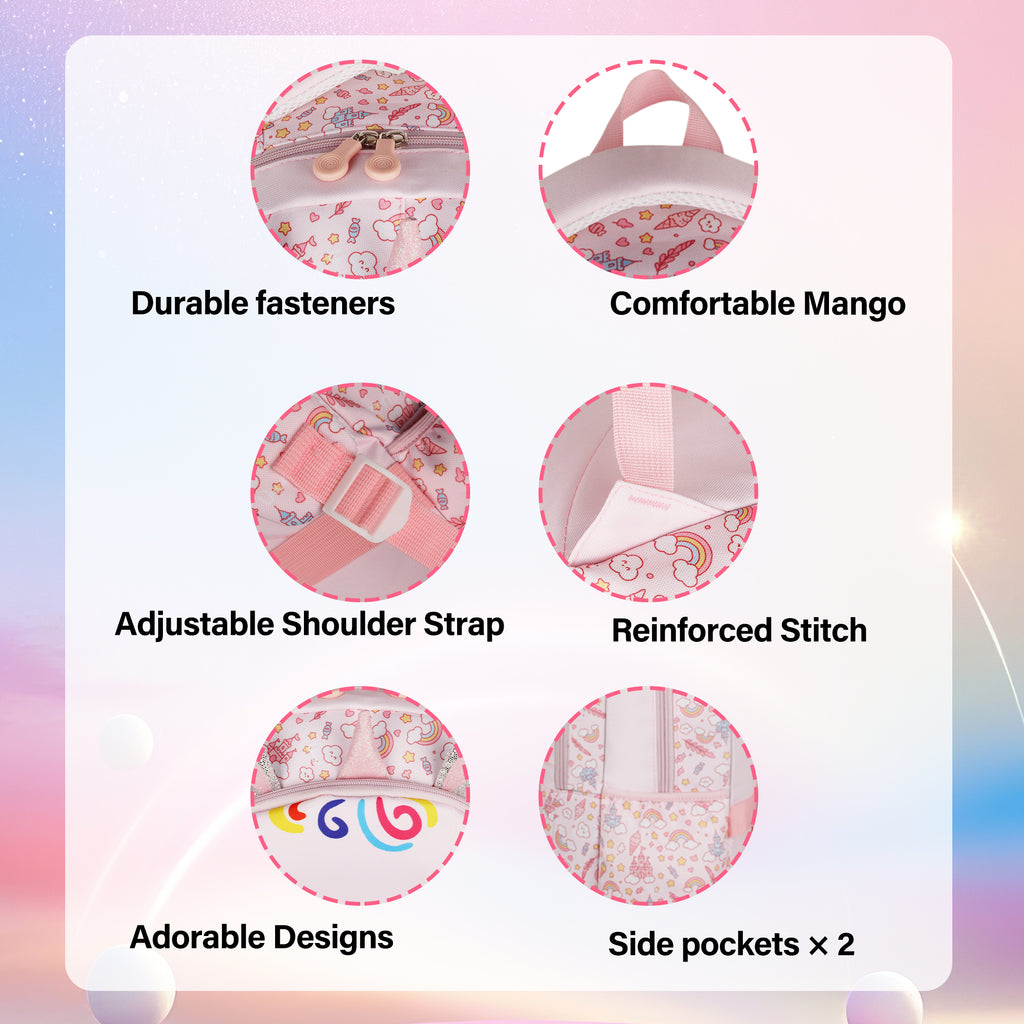 TONGJM 3Pcs Backpack Set for Girls, Kids Bookbag with Insulated Lunch Bag & Pencil Case, Cute Bag for Elementary Preschool Gift