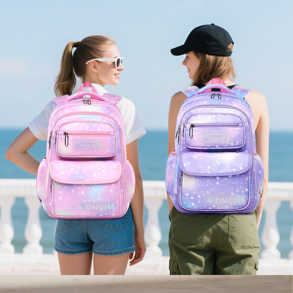 TONGJM School Backpack for Teens Grils, Cute Lightweigt Students Bookbag for Elementary Primary Middle School