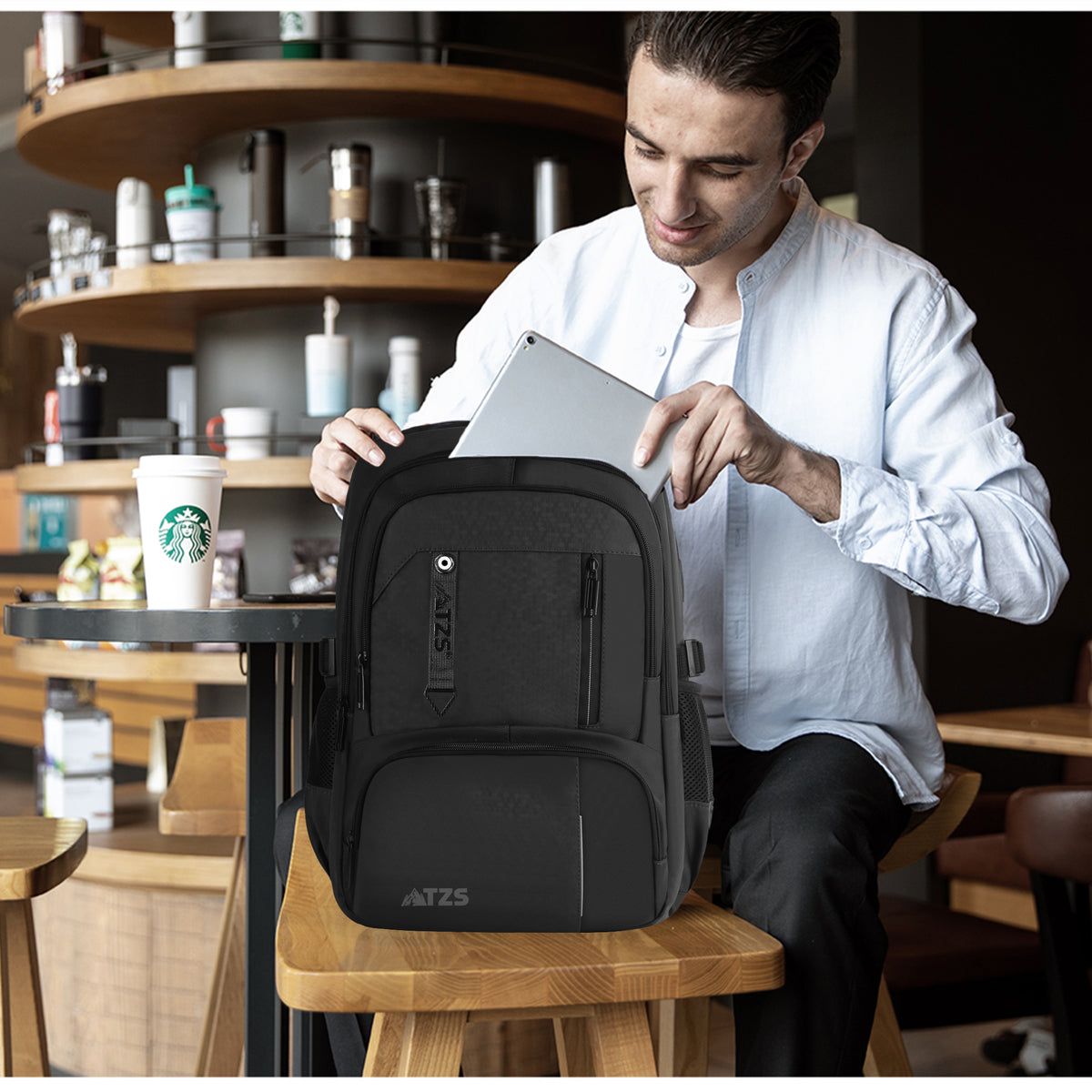 TONGJM Business Laptop Backpack for Men,15.6inch Water Resistiant Travel Backpack with Usb Charging Port,Casual Daypack for Work/College