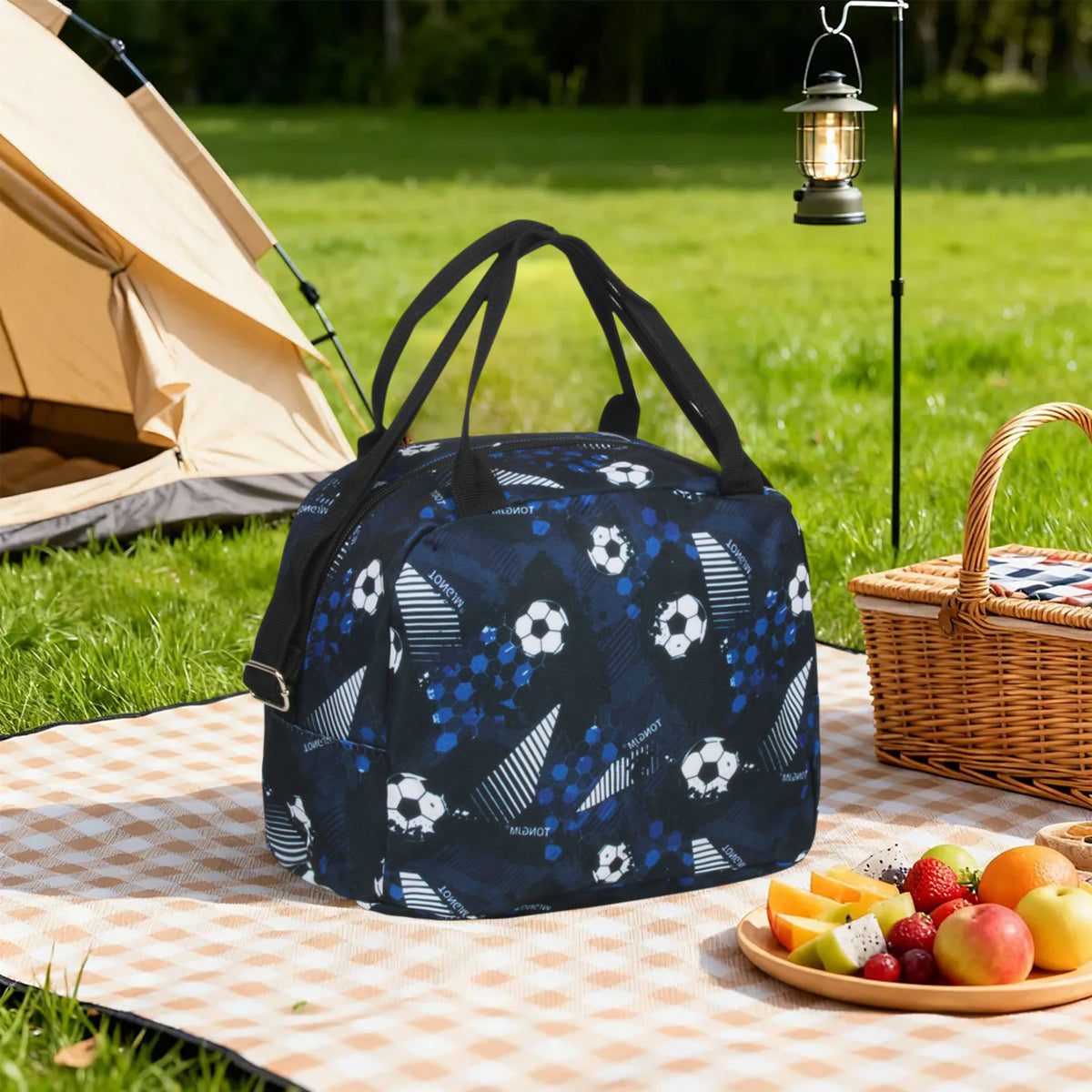 TONGJM 3pcs Backpack for Boys Girls with Lunch Box & Pencil Case, Lightweight Book Bag for School, Travel, Soccer Printed, Gifts